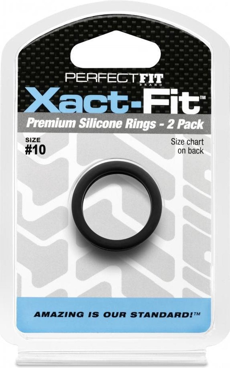 #10 Xact-Fit Cockring 2-Pack - Black - Cock Rings