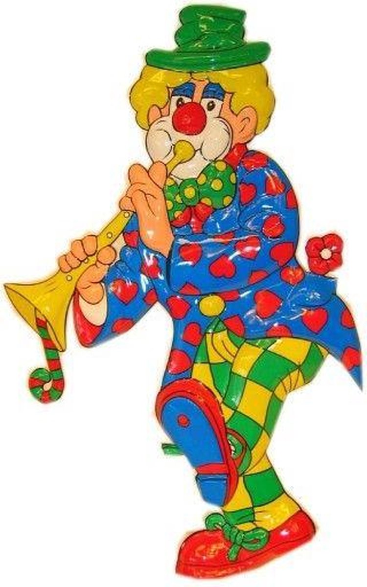 Decoratie clown met trompet 70cm