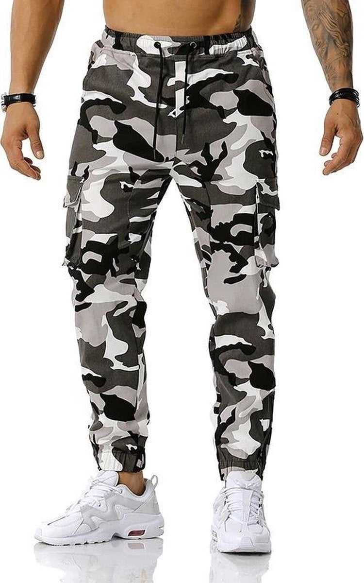 Camouflage Broek - Multi Pocket Joggers - Militaire Broek Met Zakken - Grijs