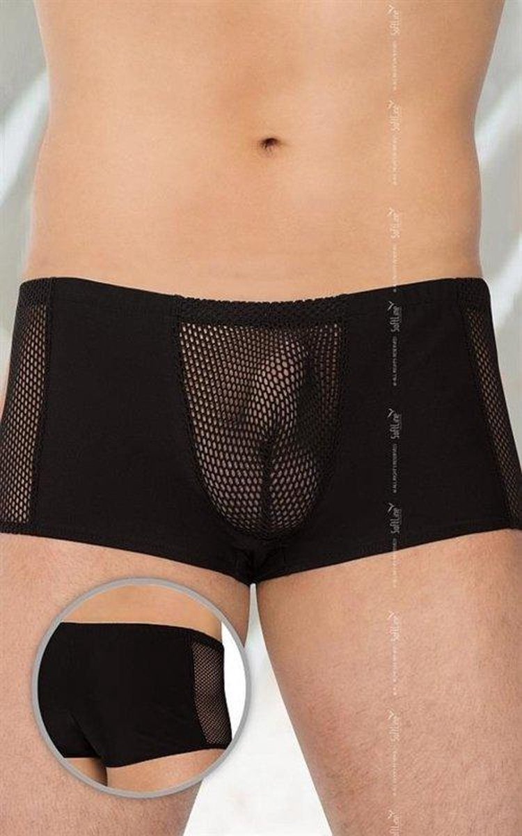 SoftLine Collection  Sexy transparente heren boxers met visnet Zwart L