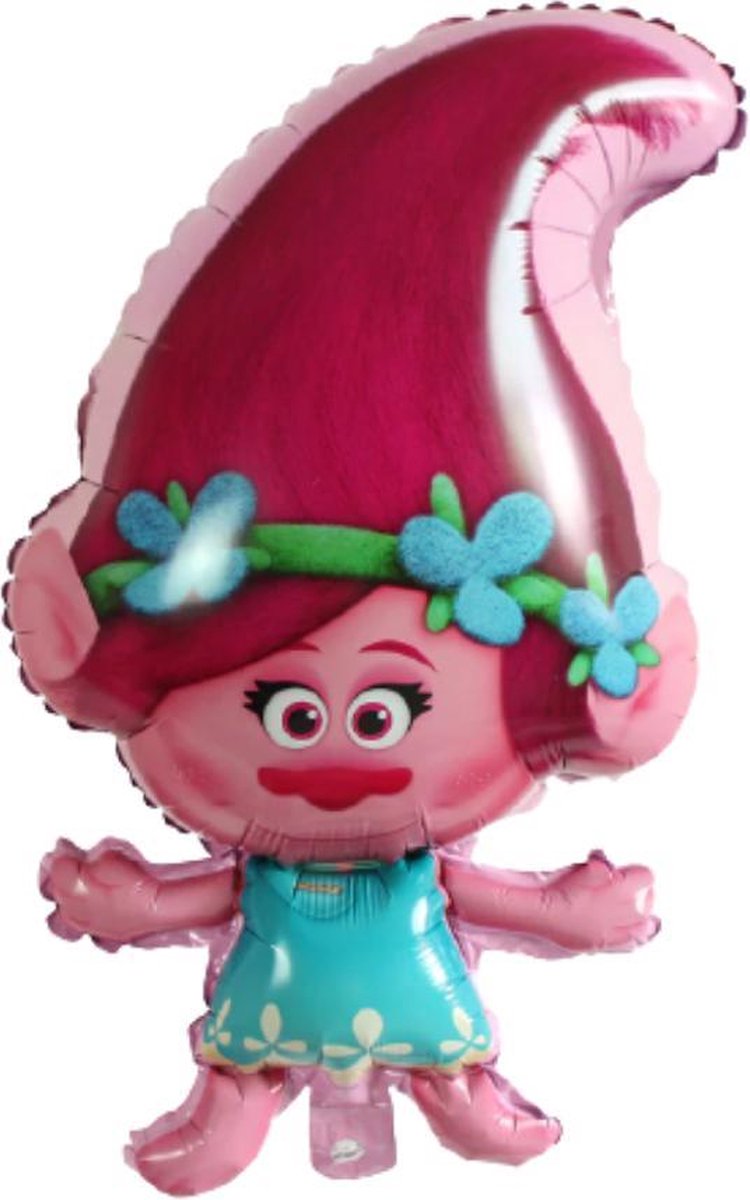 Trolls Ballon - 74 x 43 cm - Princess Poppy - Trolls World Tour - Trolls Speelgoed - Inclusief Opblaasrietje - Ballonnen - Ballonnen Verjaardag - Helium Ballonnen - Folieballon