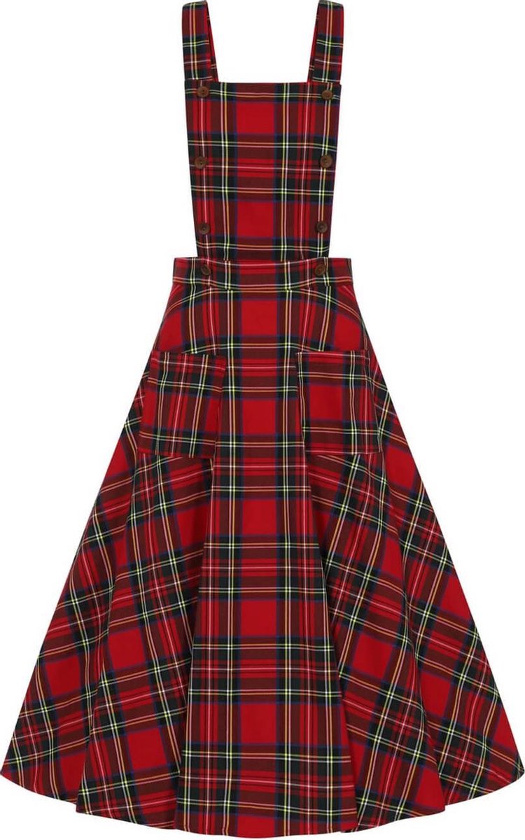 Banned Sweet Tartan Pinafore 40's Swing Jurk Rood