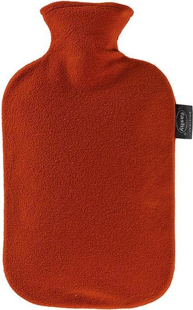 Kruik met fleece hoes rood 2 liter  - warmwaterkruik