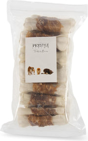 Petstyleliving - Wit geperst bot met eend 10cm - 20 stuks - Hondensnack