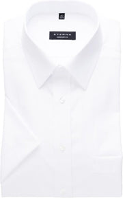 ETERNA comfort fit overhemd - korte mouw - poplin heren overhemd - wit - Strijkvrij - Boordmaat: 48