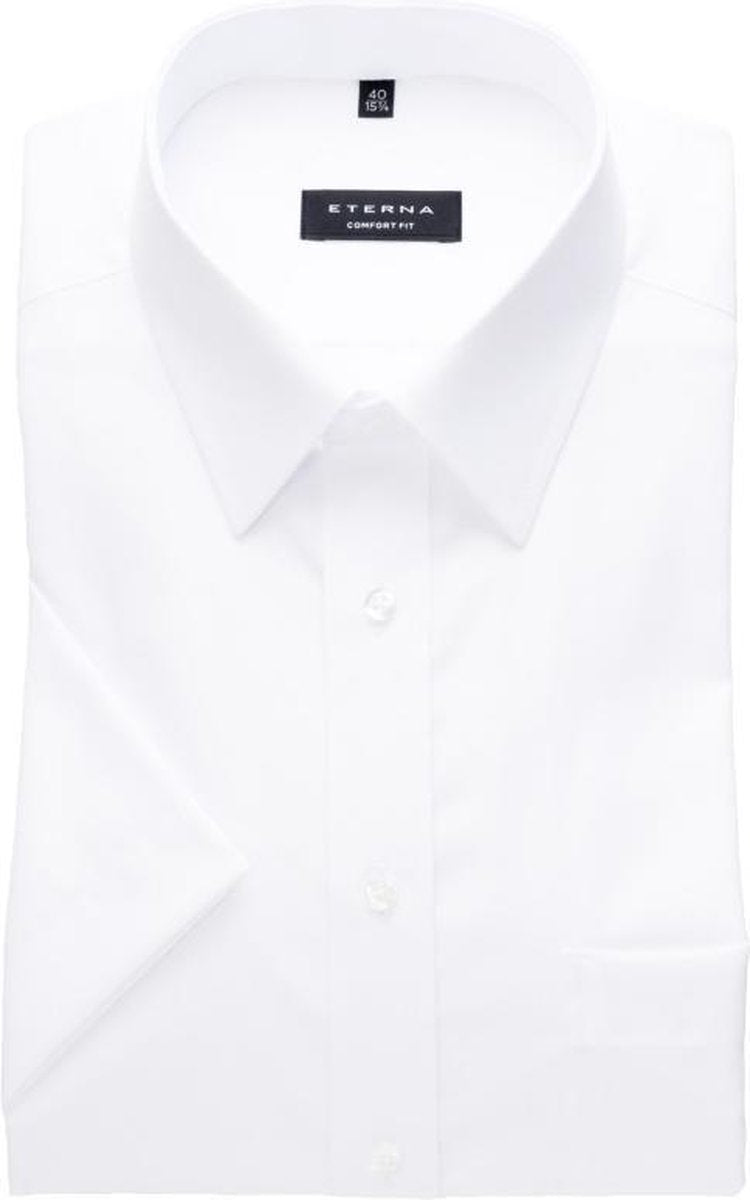 ETERNA comfort fit overhemd - korte mouw - poplin heren overhemd - wit - Strijkvrij - Boordmaat: 48