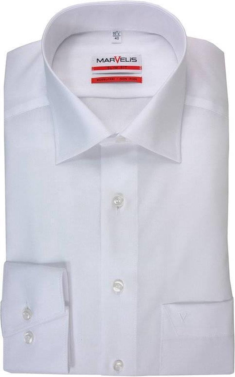 Marvelis Strijkvrij Overhemd Modern Fit Uni Wit (4700-64-00N)