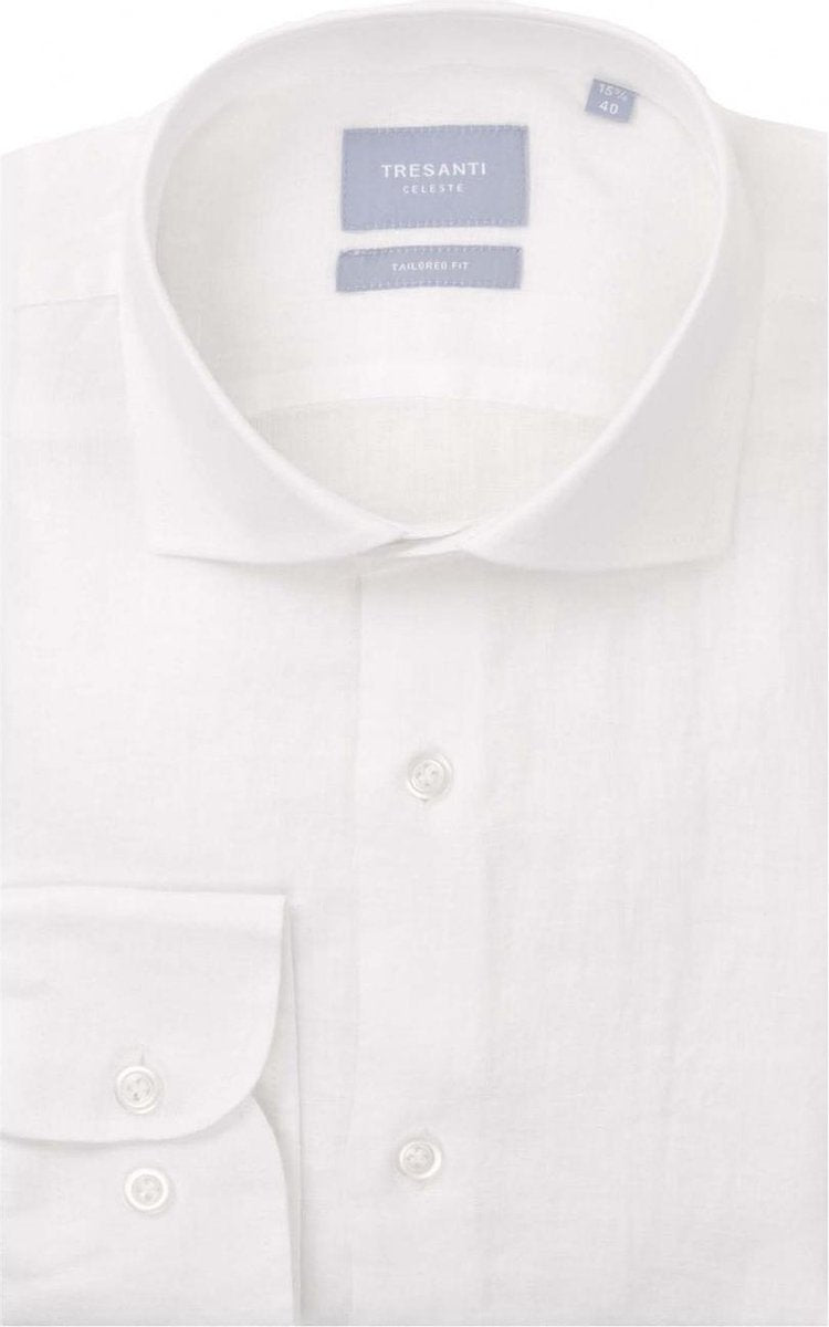 Tresanti Heren Overhemd Wit Linnen Widespread Tailored Fit - 44