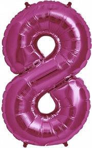 Folie Ballon Cijfer 8 Fuchsia +/- 86 cm - leeg