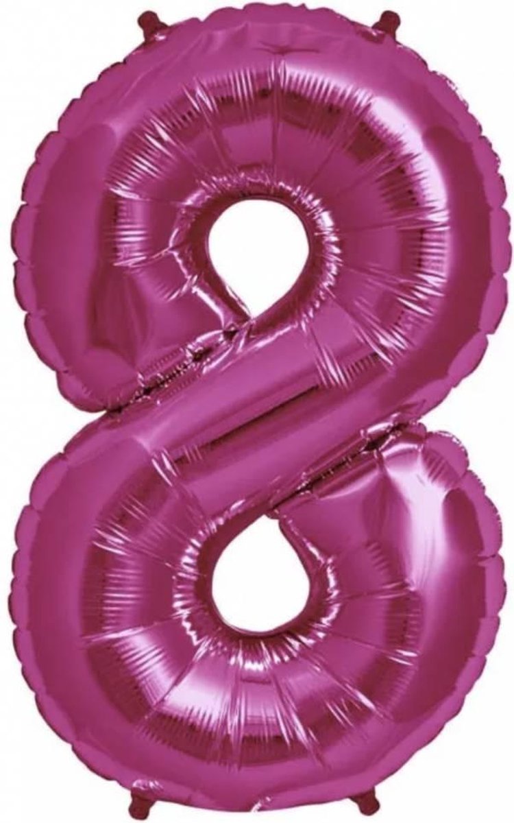 Folie Ballon Cijfer 8 Fuchsia +/- 86 cm - leeg