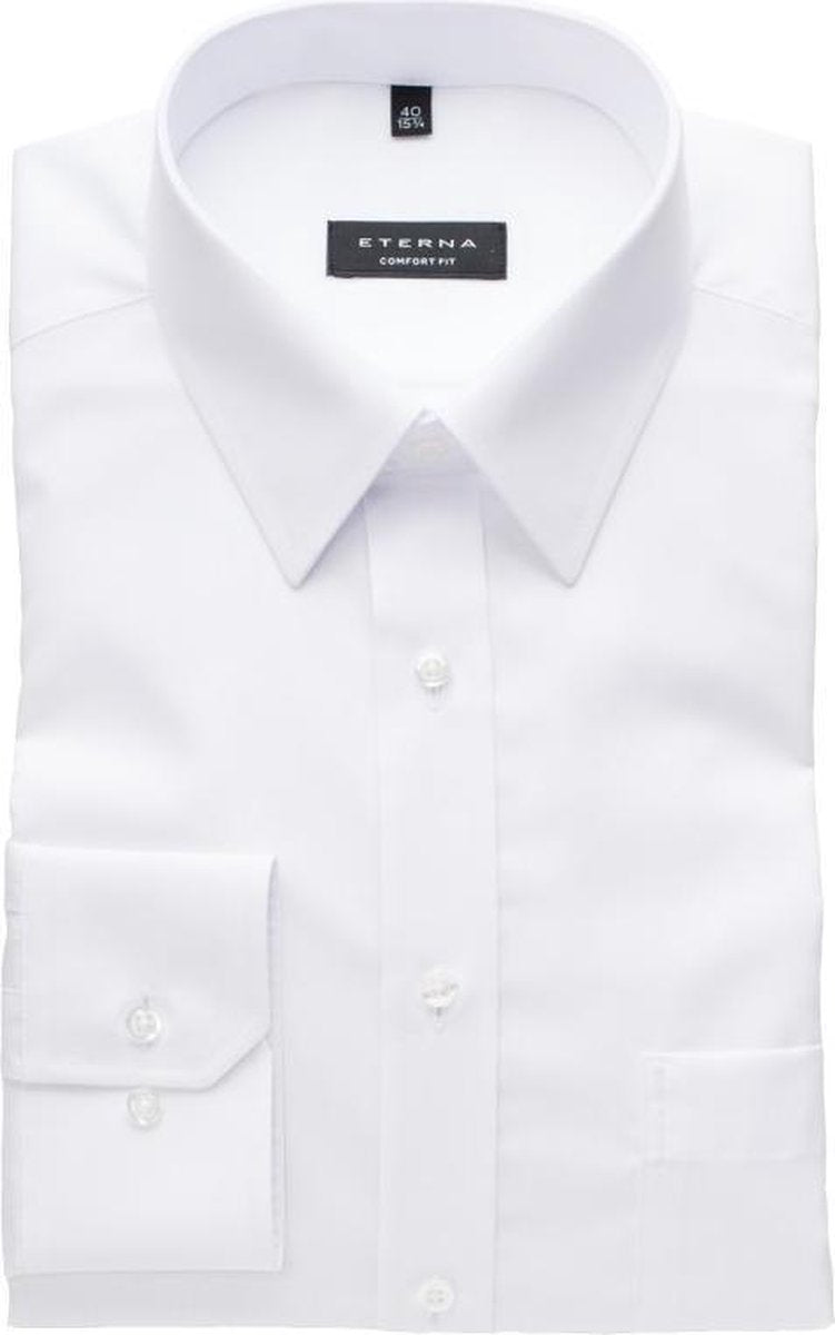 ETERNA comfort fit overhemd - poplin heren overhemd - wit - Strijkvrij - Boordmaat: 52