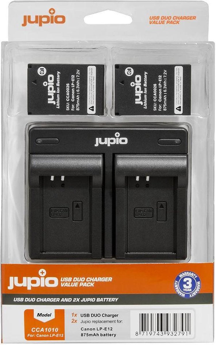 Jupio Value Pack: 2x Battery LP-E12 + USB Dual Charger