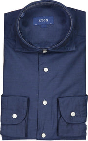 Eton  Overhemd Blauw Getailleerd - Maat UK16.5-EU42 - Heren - Lente/Zomer Collectie -