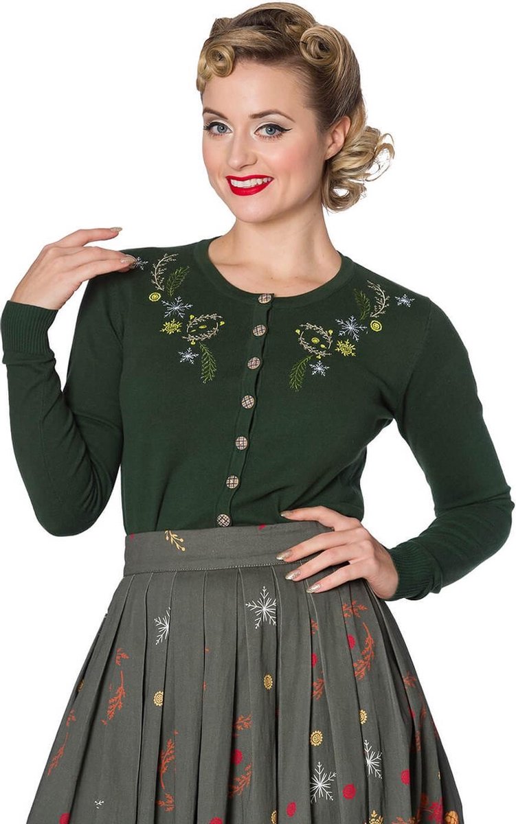 Banned Winter Leaves 40's Cardigan Groen