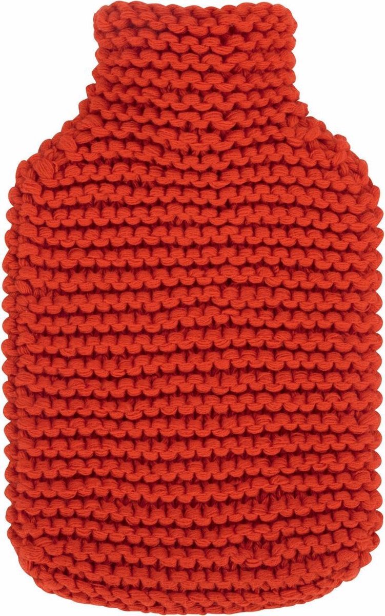 Kruik met gebreide hoes rood 2 liter - warmwaterkruiken