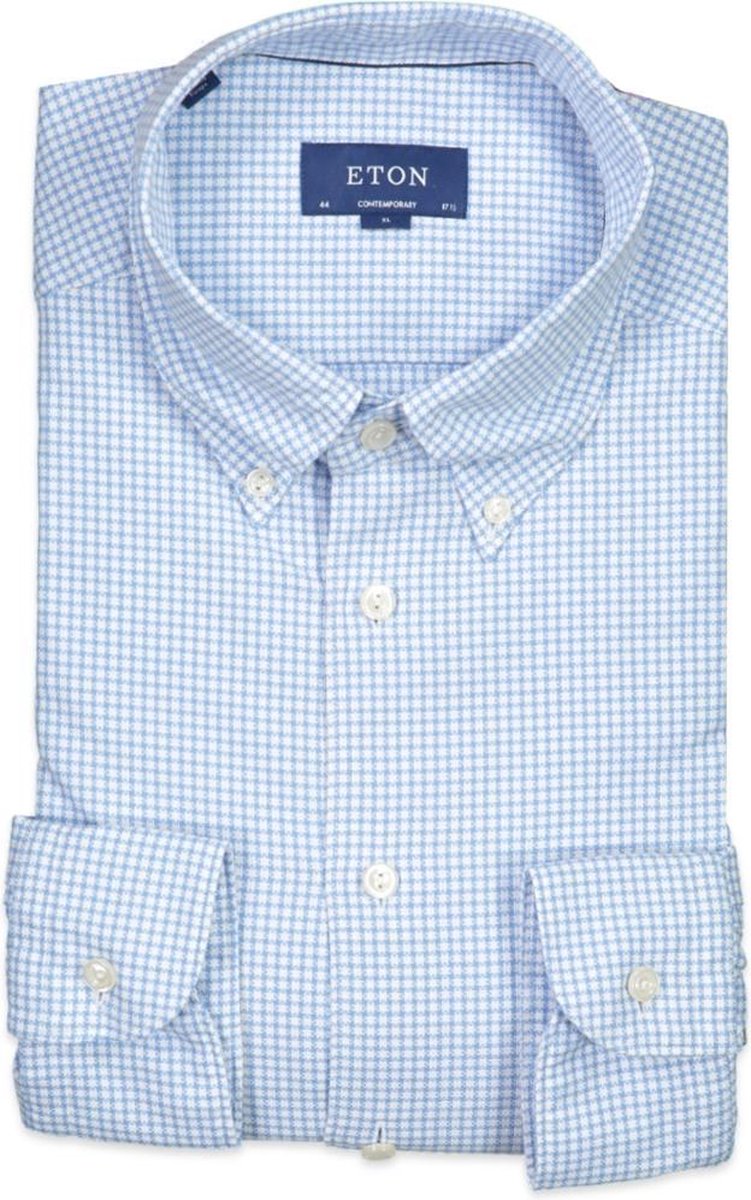 Eton  Overhemd Blauw Normaal - Maat UK17.5-EU44 - Heren - Never out of stock Collectie - Katoen