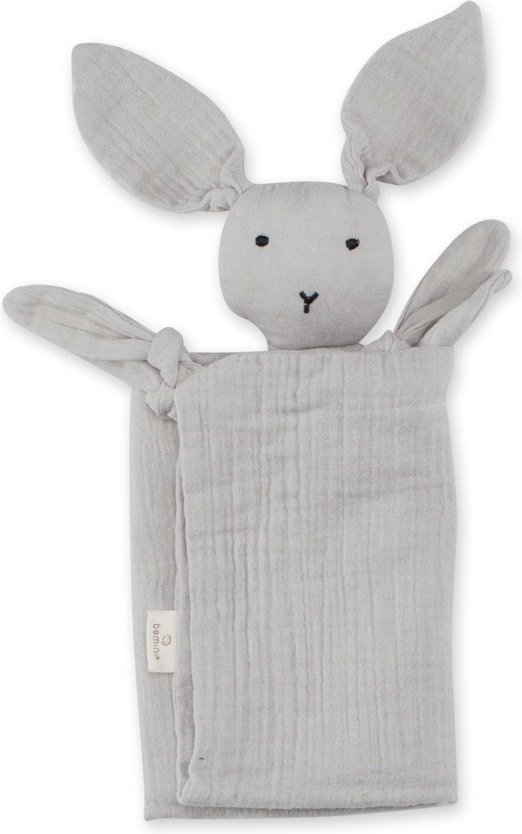Bemini Knuffeldoekje Speendoekje Baby Konijn Plum Lichtgrijs 40 x 40 cm Grijs