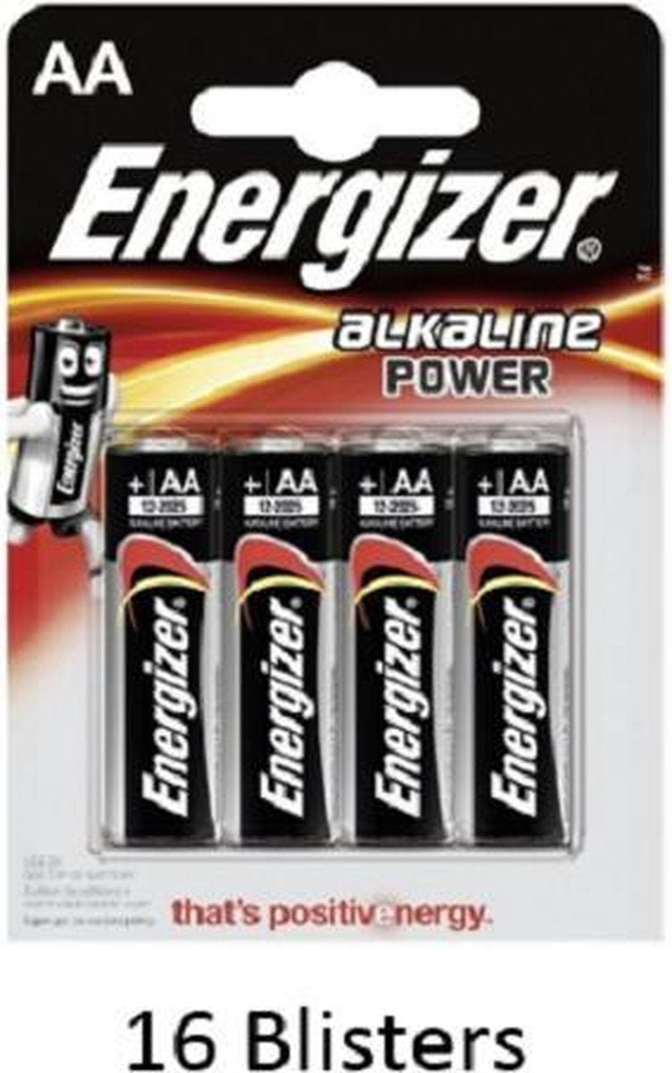 64 stuks (16 blisters a 4 stuks) Energizer AA Alkaline Power 1.5V