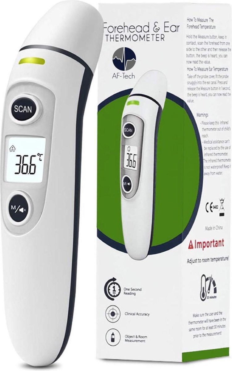 Thermometer AF-Tech Voorhoofd lichaam oor Koorts Griep Ziek Baby infrarood