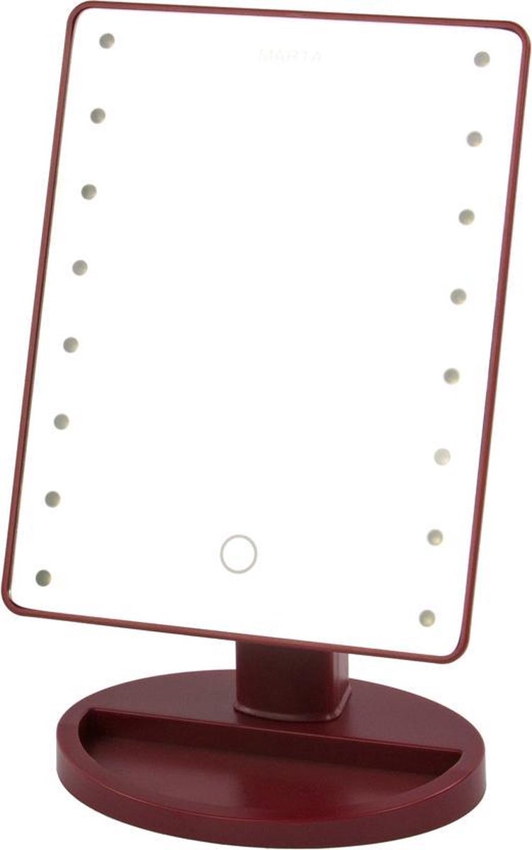 MARTA MT-2654 verlichte make-up spiegel|16x21CM|Instelbare LED verlichting|burgundy garnet
