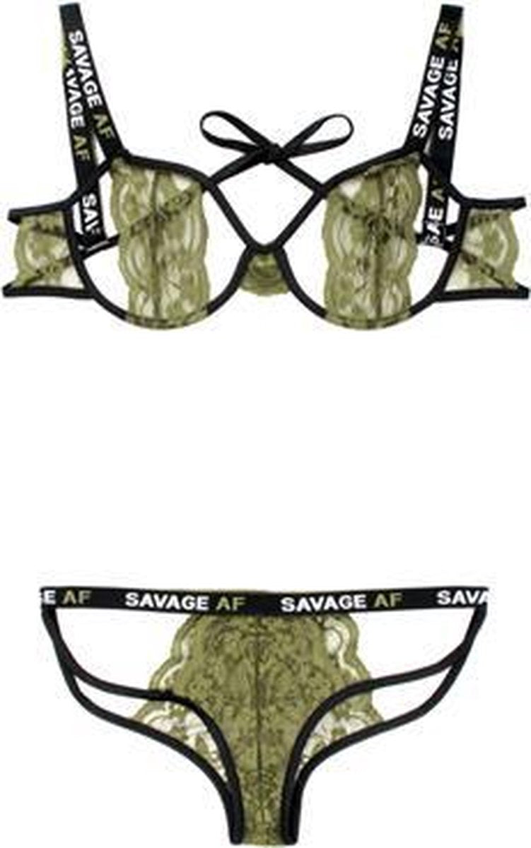 BH-Set Met Open Cups - Zwart/Groen - M/L