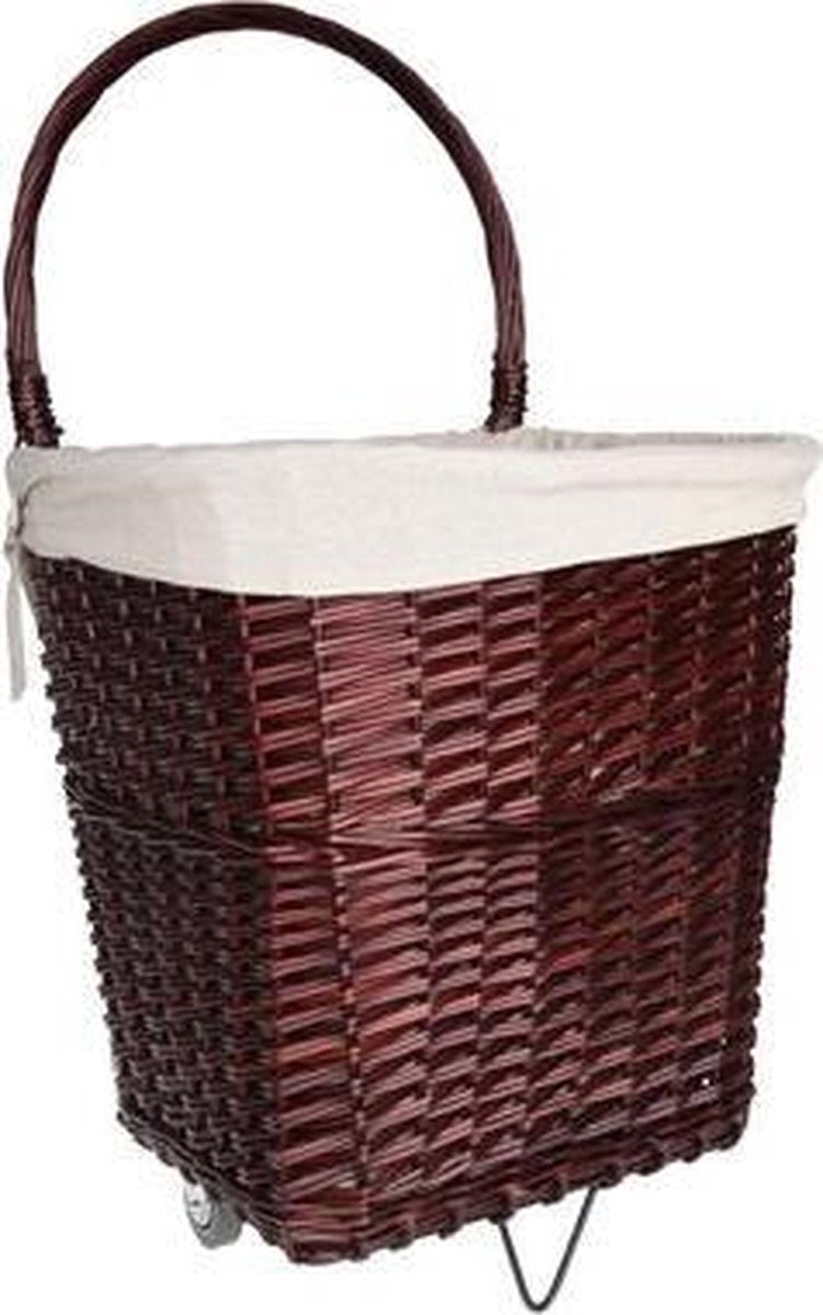 Cosy & Trendy Trolley Donkerbruin 54x43xh90cm Riet - boodschappentrolley - boodschappentas op wielen