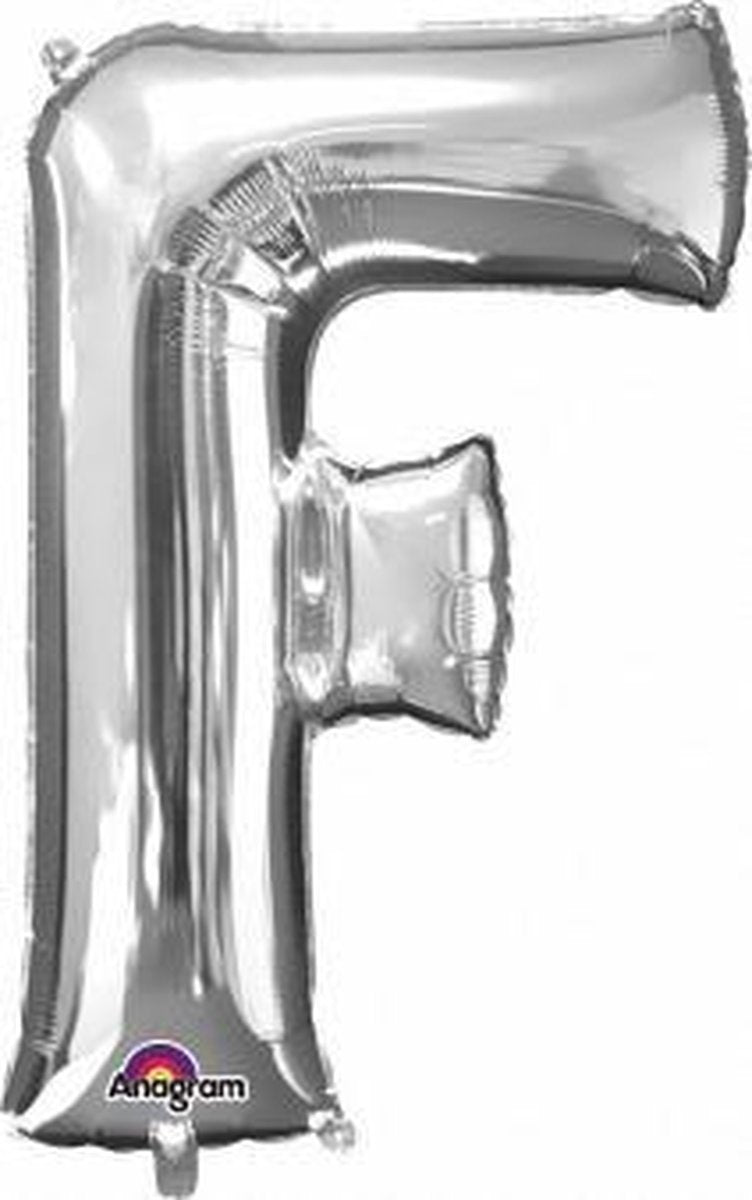 Letter F ballon zilver 86 cm