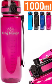 1 Liter Drinkfles - Vaatwasserbestendig - Sport Bidon Drinkbus King Mungo 1000ml Paars/rood