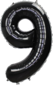 Folie Ballon Cijfer 9 Jaar Zwart 86Cm Verjaardag Folieballon Met Rietje