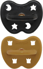 HEVEA speen 2 stuks | orthodontisch 3-36 mnd | 100% natuurrubber | outerspace black + tumeric