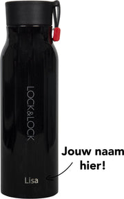Lock&Lock RVS Thermosfles met naam |Gepersonaliseerd cadeau | Relatiegeschenk | Duurzaam – 350 ml – Zwart