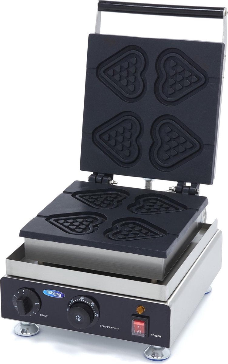 Wafelijzer Lolly Hartjes Wafel op Stok - 4 stuks - RVS - Instelbare Temperatuur - Professionele Wafel Maker / Wafel Apparaat - Maxima