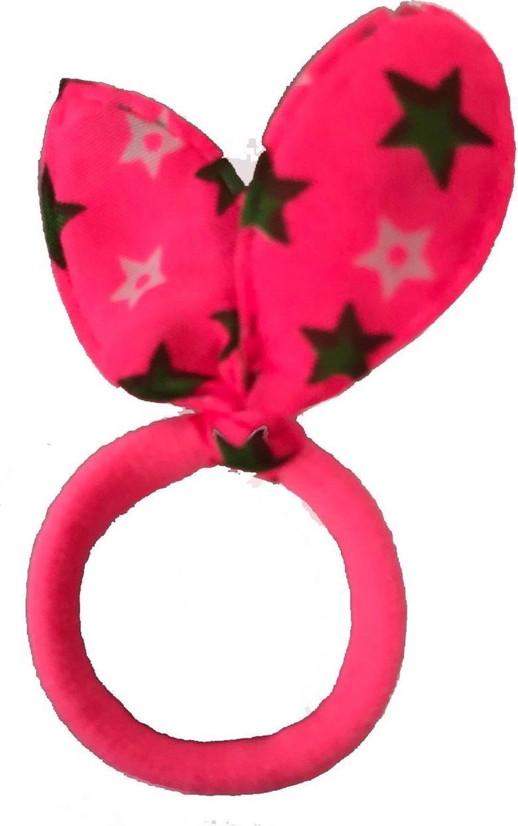 Elastiekjes Konijnenoortjes Roze Sterren - 5 stuks