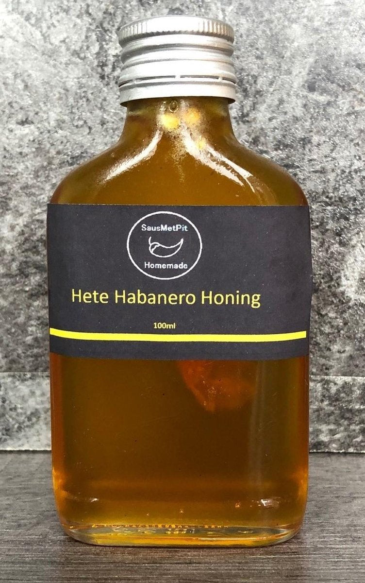 Hete Habanero Honing | Hot Honey met Habanero Pepers | Saus Met Pit | 100 ml