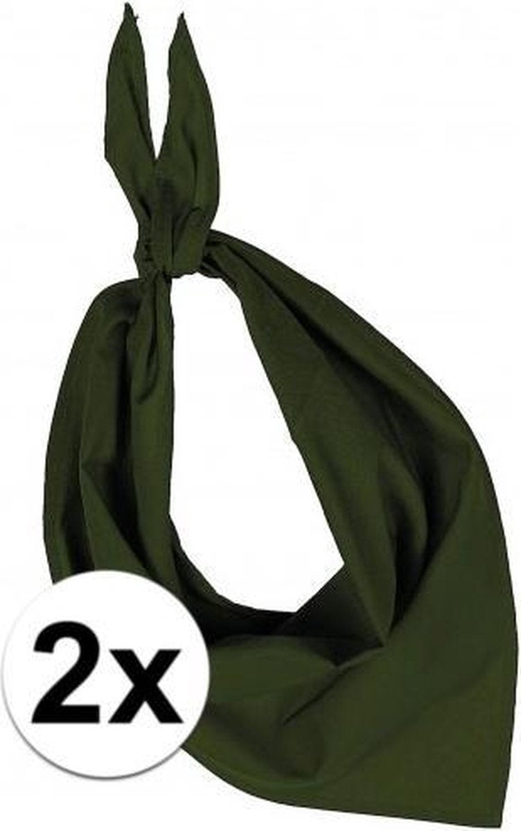 2x Zakdoek bandana olijf groen - hoofddoekjes