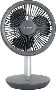 Oplaadbare draadloze ventilator met stille modus.