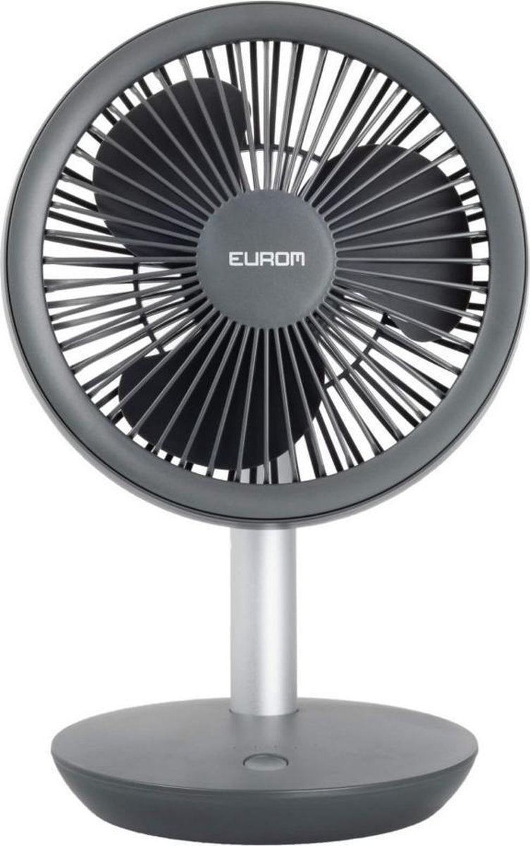 Oplaadbare draadloze ventilator met stille modus.