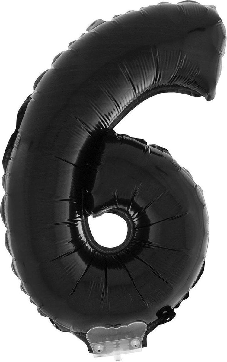 Cijferballon folie nummer 6 | Opblaascijfer 6 zwart 41cm