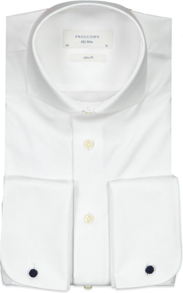 Profuomo   Overhemd Wit Getailleerd - Maat UK18-EU45 - Heren - Never out of stock Collectie - Katoen