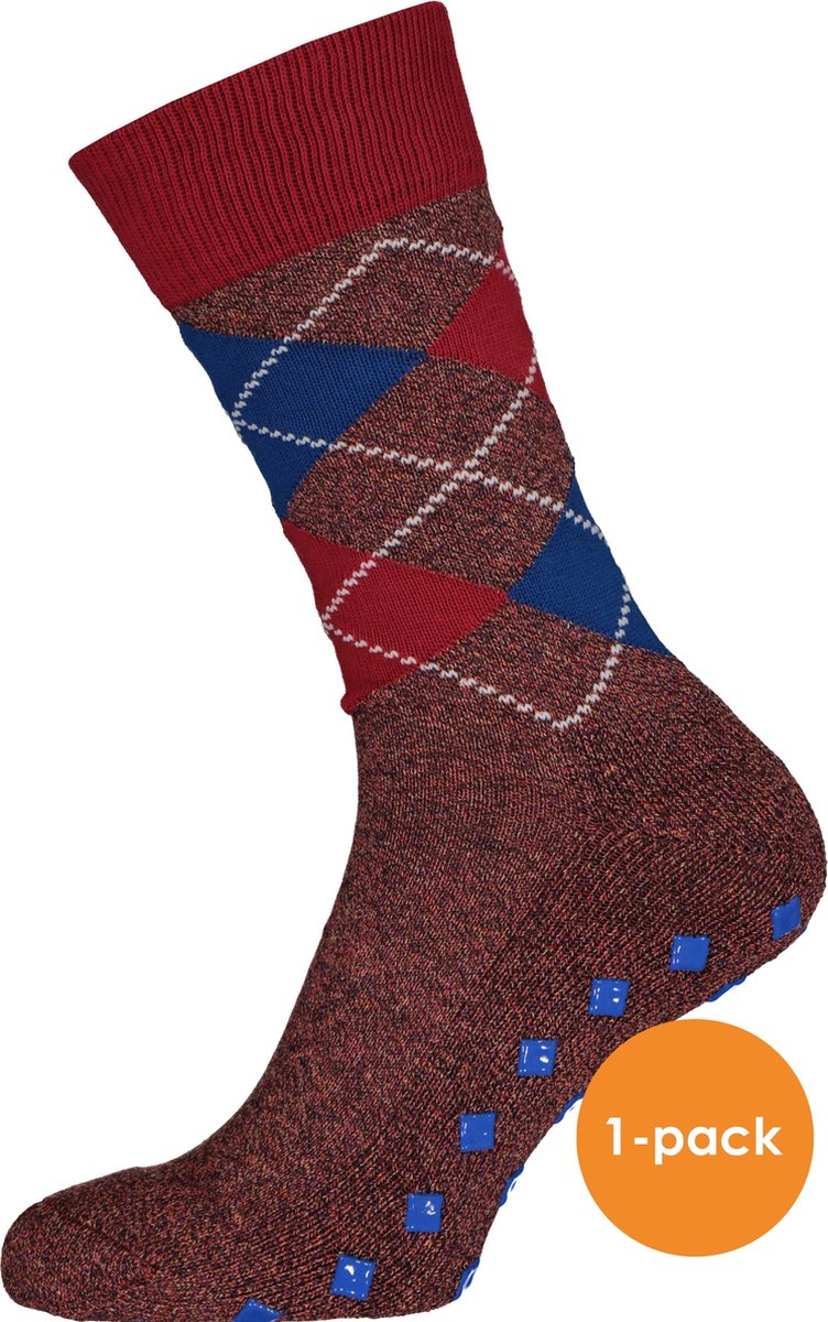Burlington Multicolor Argyle Antislipsokken 21915 - Rood 8829 terra Unisex - 40-46