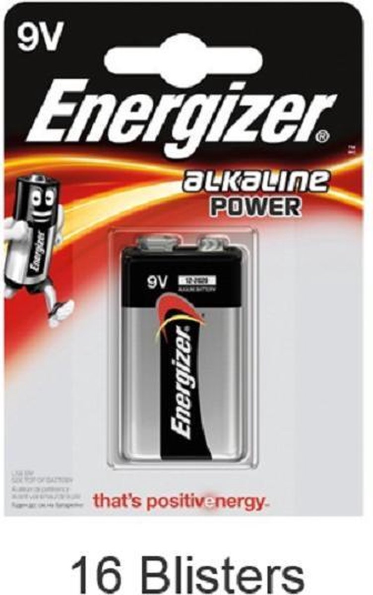16 stuks (16 blisters a 1 stuk) Energizer Alkaline Power 9V Blok batterij