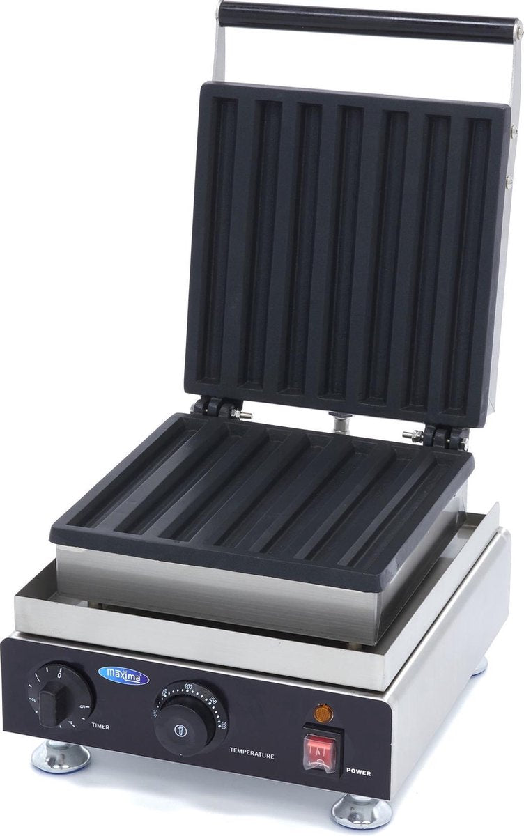Wafelijzer Churros - 7 Stuks - RVS - Instelbare Temperatuur - met Lekbak - Professionele Churros Maker / Churros Apparaat - Maxima