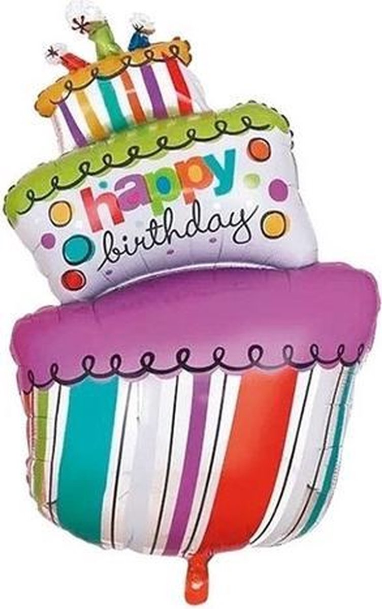 Grote XL vrolijke verjaardagstaart ballon happy birthday103 cm