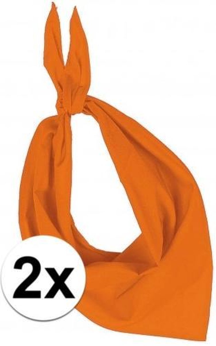 2x Zakdoek bandana oranje - hoofddoekjes