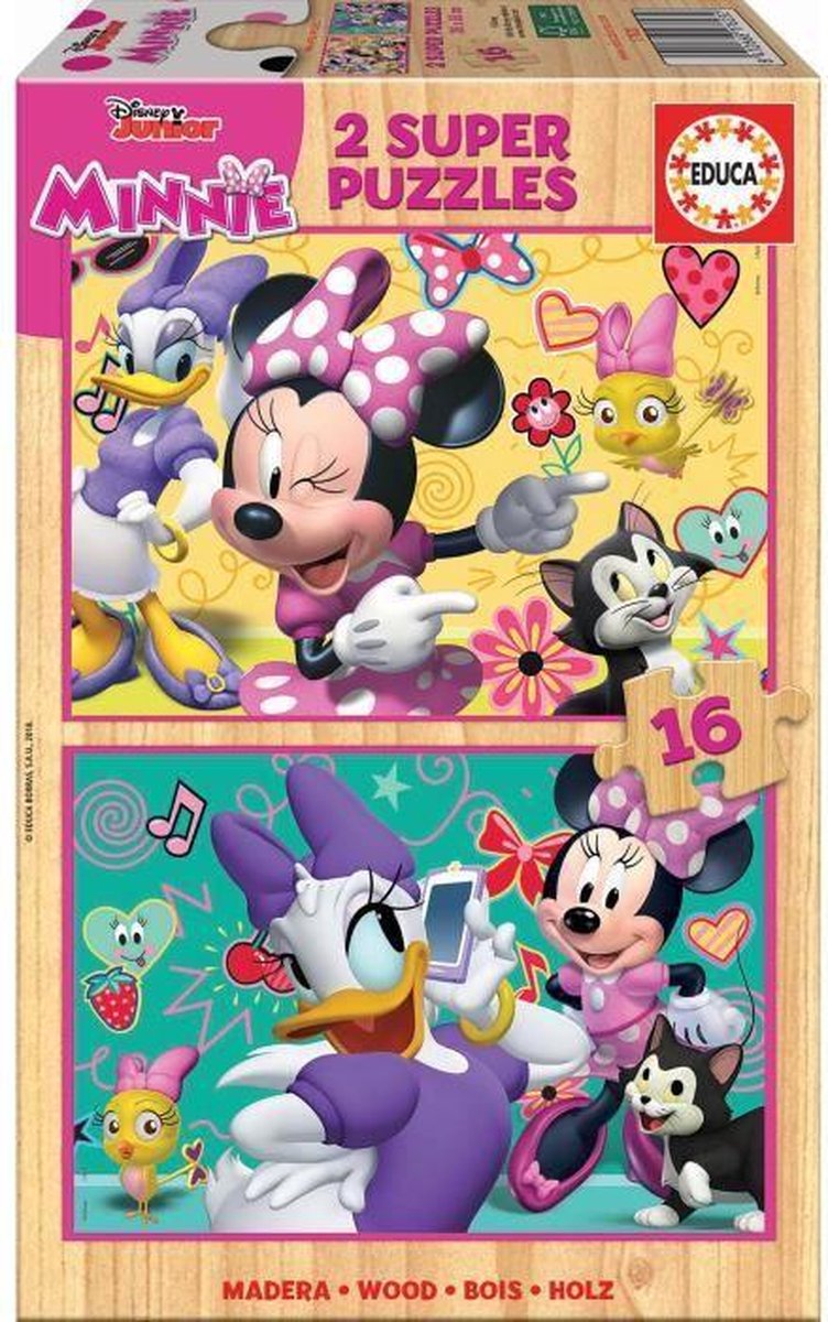 Educa HOUT: Minnie - 2 x 16 stukjes