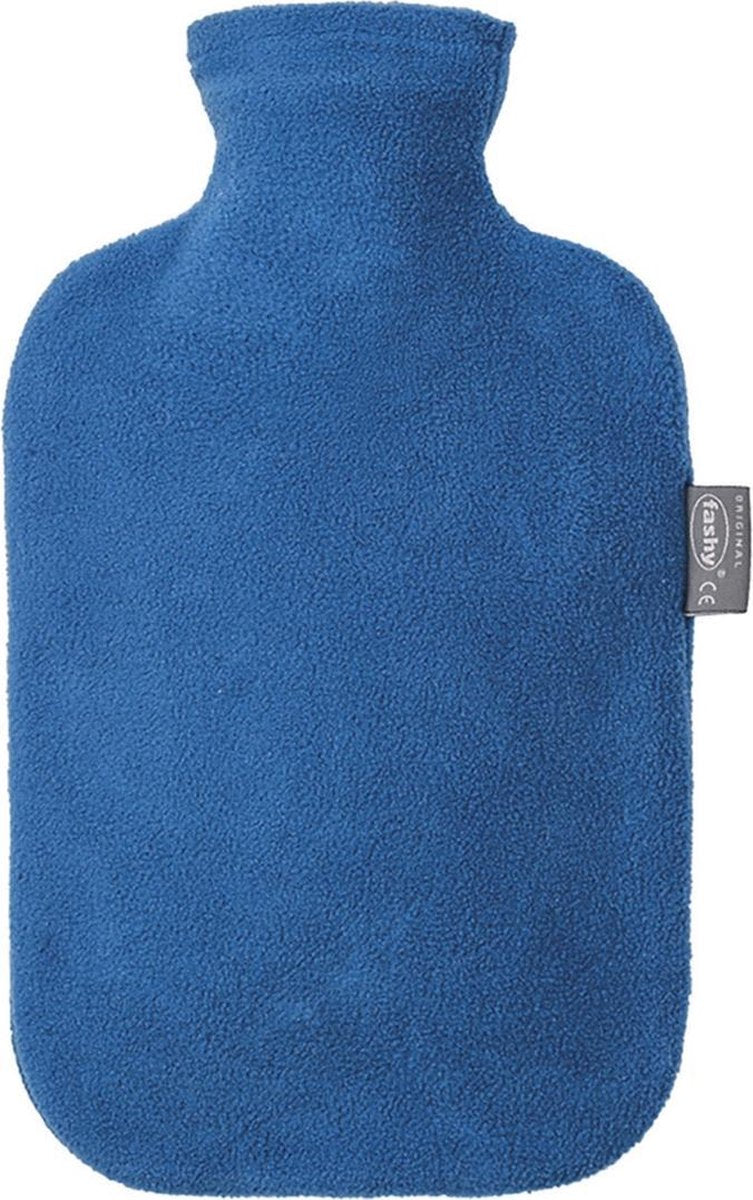 Kruik met fleece hoes blauw 2 liter  - warmwaterkruik