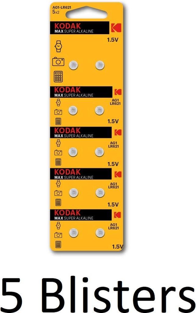 50 Stuks (5 Blisters a 10 st) Kodak Alkaline AG1 1