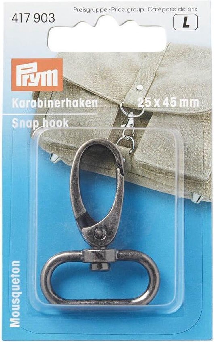 Prym Karabijnhaak 25 x 45 mm oud zilver