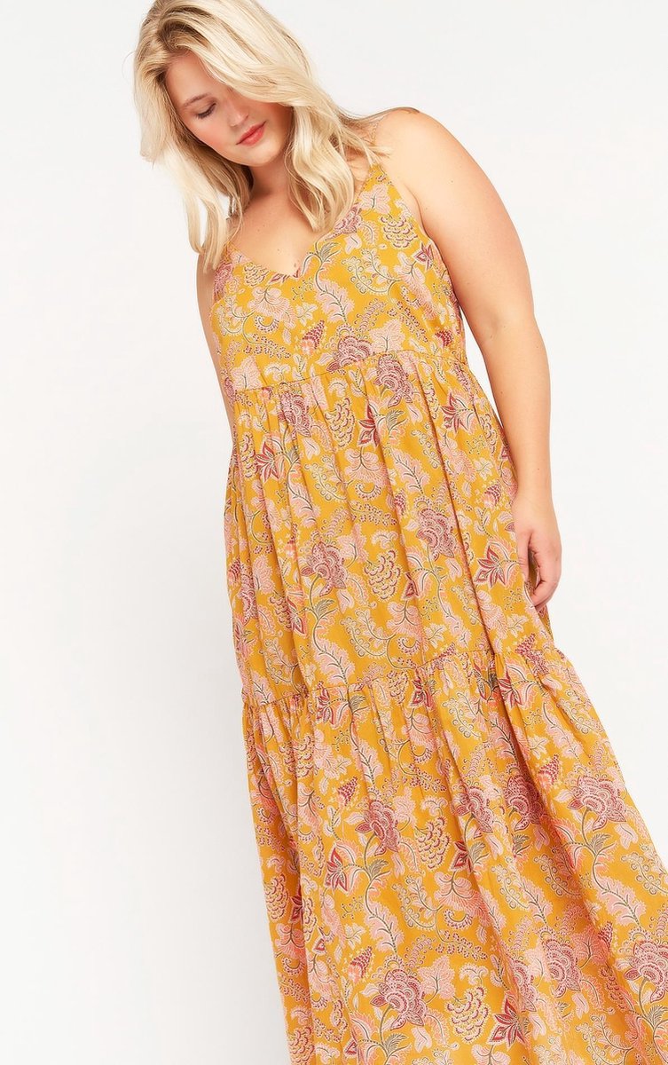Maxi-jurk met bloemenprint - Geel