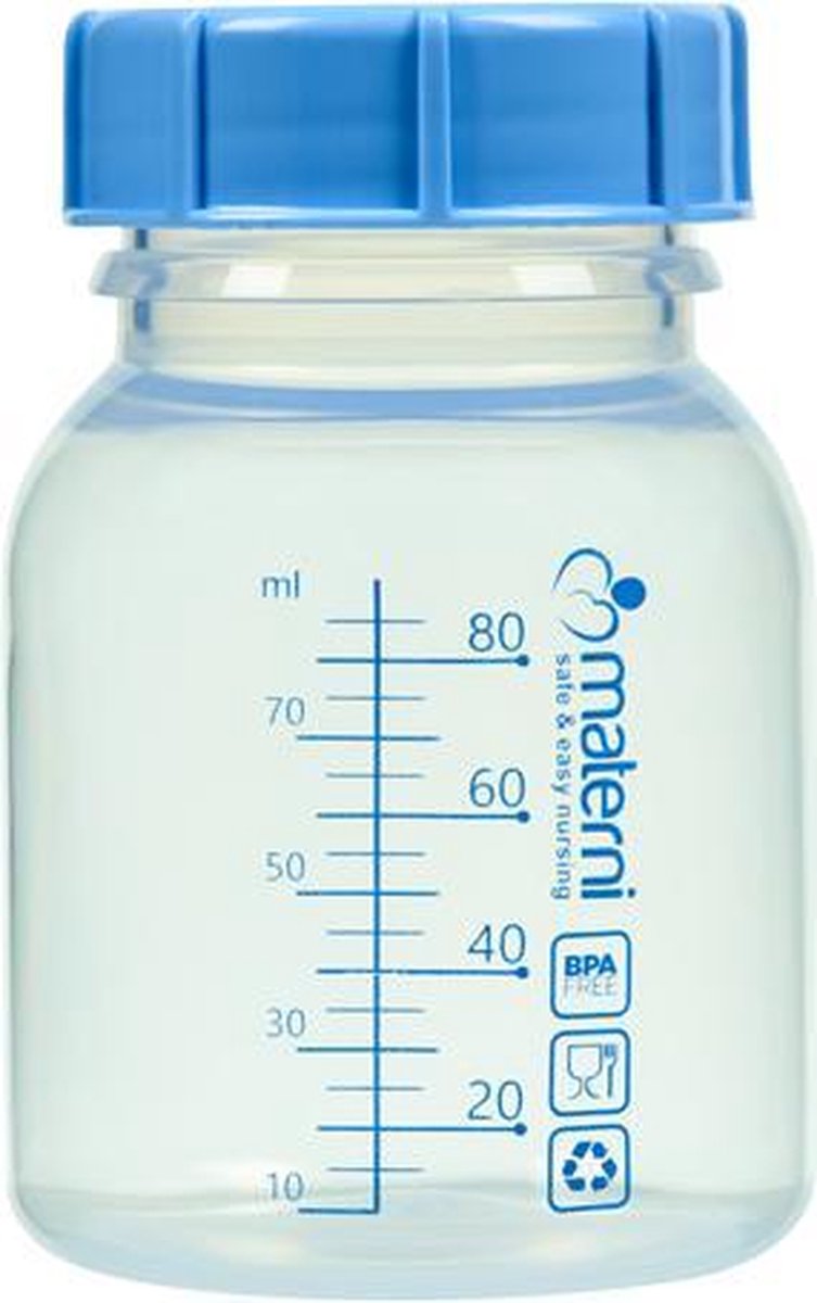 35x Materni Moedermelkflesje 80 ml met dop tbv borstvoeding